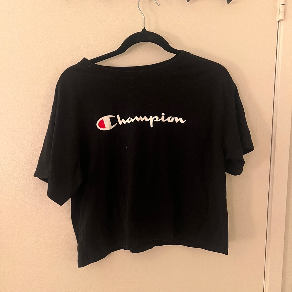 Champion Black Tee with Logo